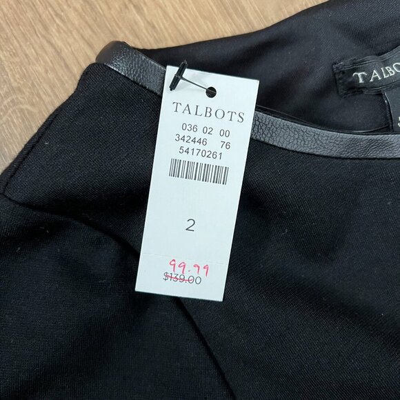 NEW Talbots Tipped Ponte Sheath Dress with Faux Leather Trim Sz 2 - Picture 6 of 13